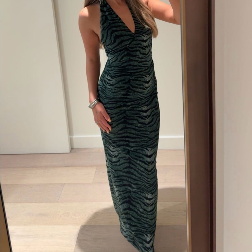 Fashion Nova Green Zebra Maxi Dress